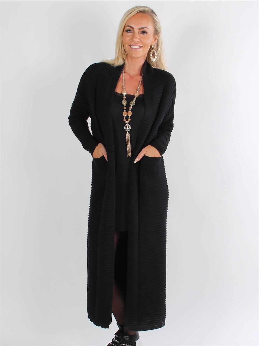 Torino - Armégrön lång kofta i mjukt tyg med ribb